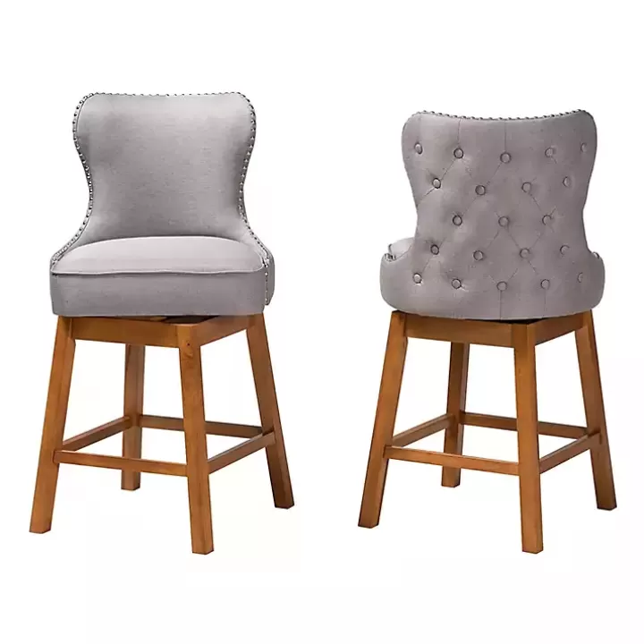 Outlet Tufted Back Swivel Counter Stools, Set of 2 Bar Stools & Counter Height Stools