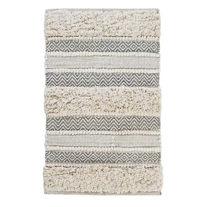 Cheap Tufted Stripes Woven Bath Mat Bathroom Rugs