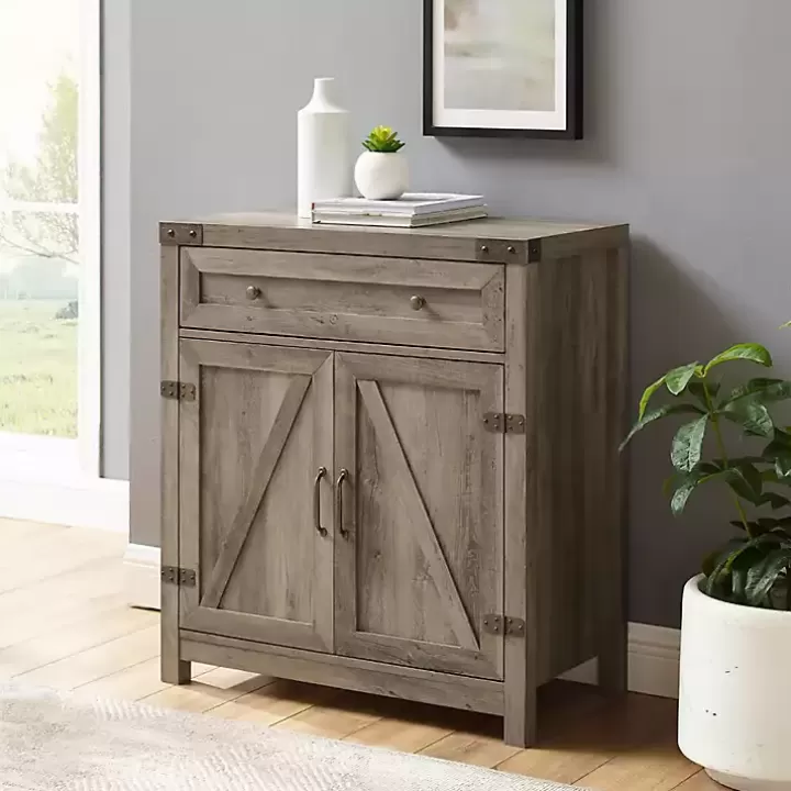 New Wash Wooden and Metal Barn Door Cabinet Cabinets & Sideboards