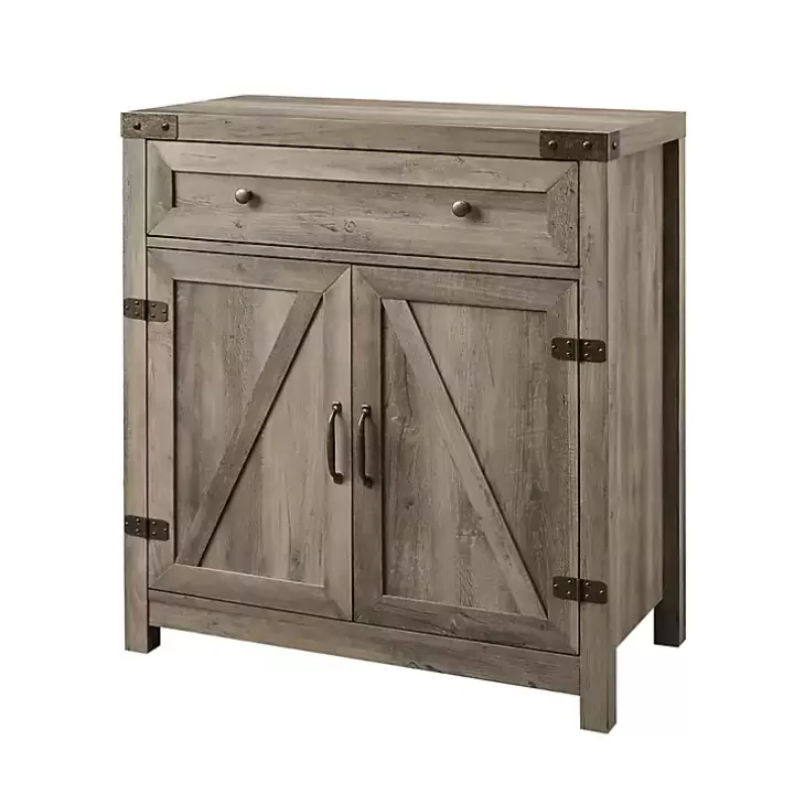 New Wash Wooden and Metal Barn Door Cabinet Cabinets & Sideboards