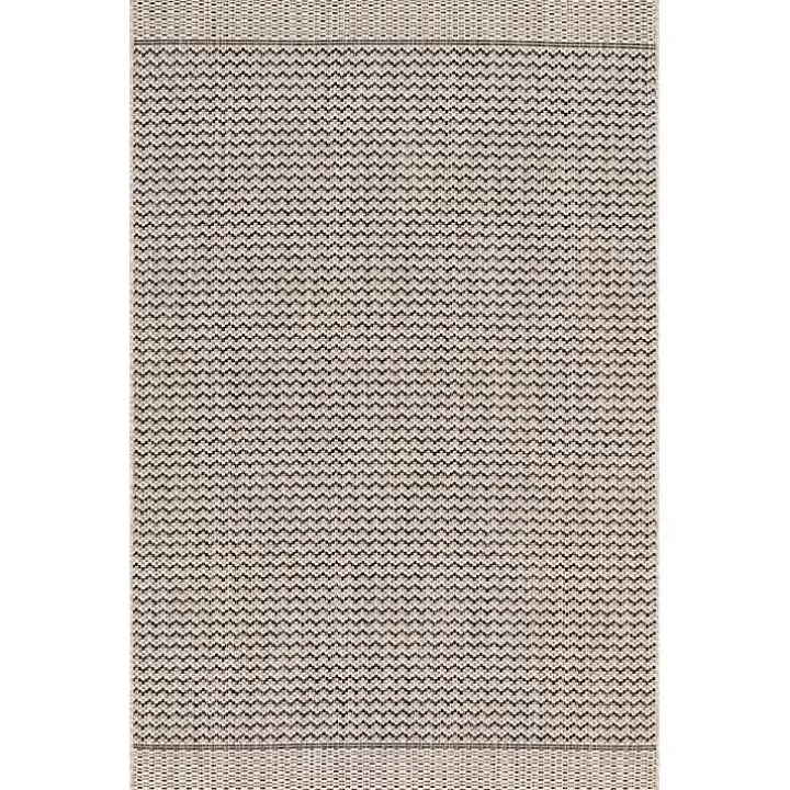 Fashion Gray Zig Zag Stripe Outdoor Area Rug, 7x10 Outdoor Rugs