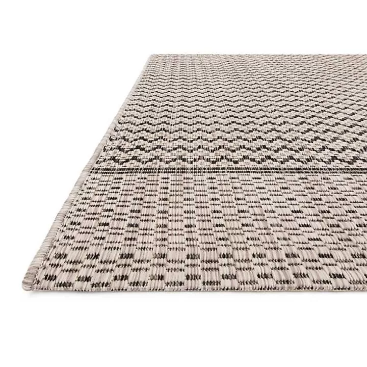 Fashion Gray Zig Zag Stripe Outdoor Area Rug, 7x10 Outdoor Rugs