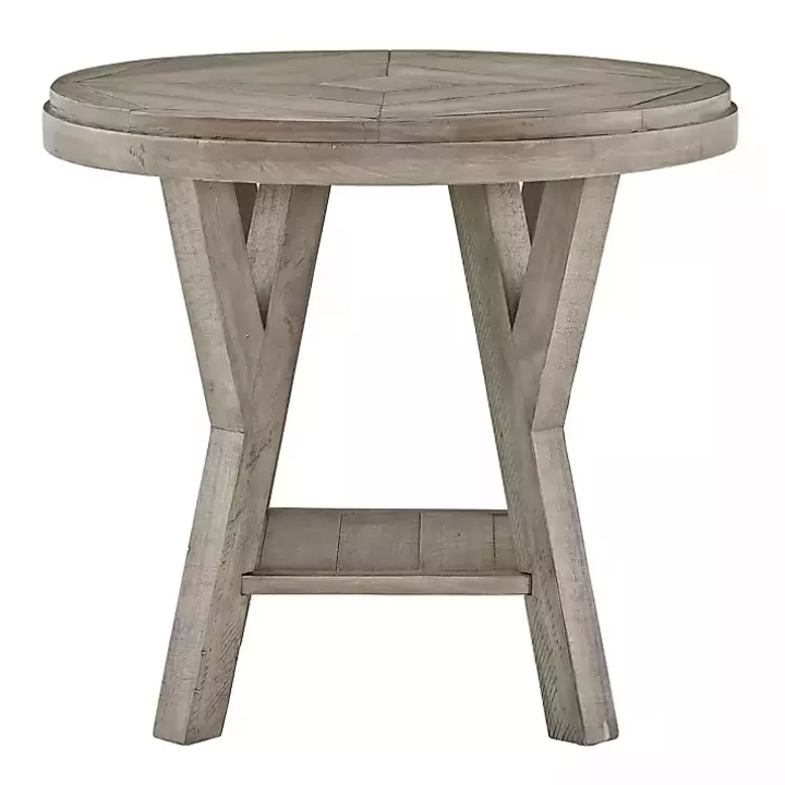 Best Graywash Round Reclaimed Pine Accent Table Accent & End Tables