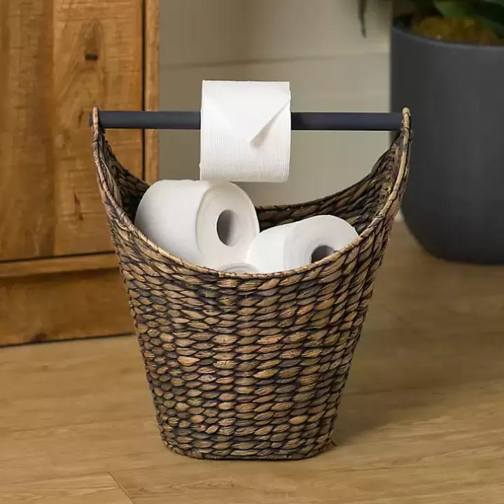 Hot Graywash Seagrass Toilet Paper Holder Basket Bathroom Accessories