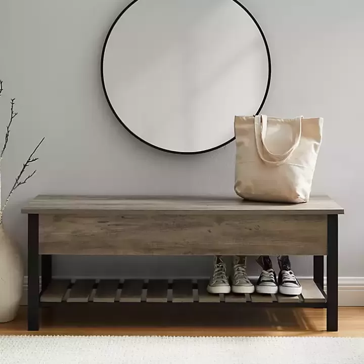 Clearance washed Lift-Top Storage Bench Entryway Furniture