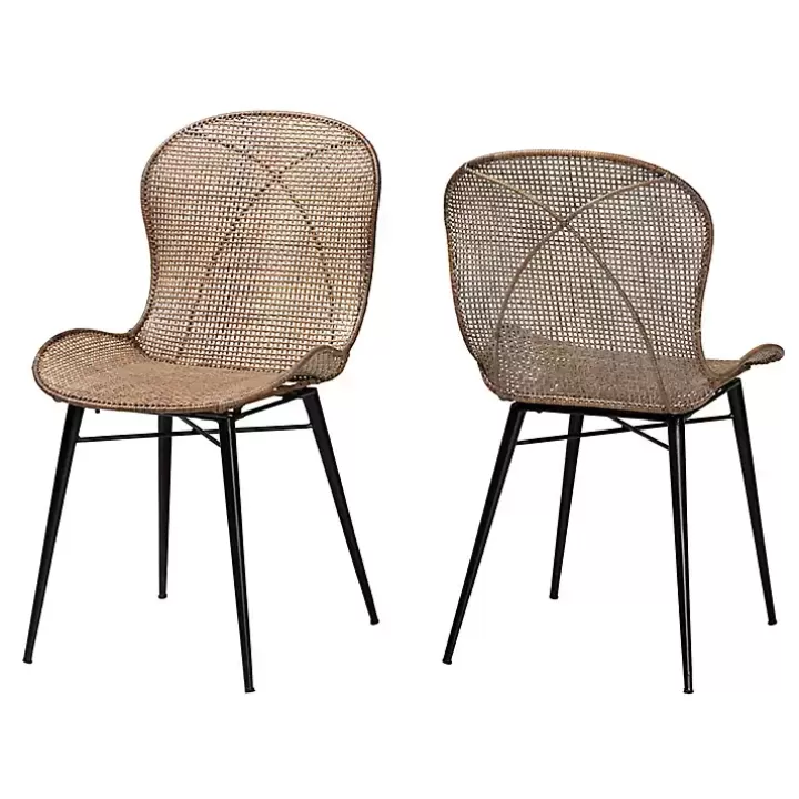 Shop Graywashed Rattan Dining Chairs, Set of 2 Dining Chairs