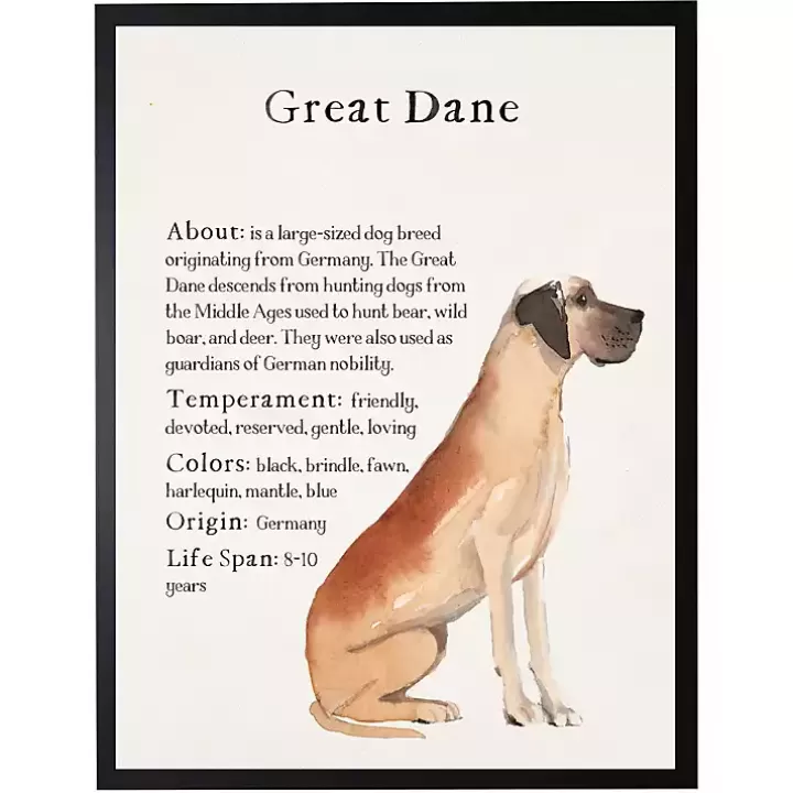 Store Great Dane Facts Framed Wall Plaque Wall Quotes & Signs