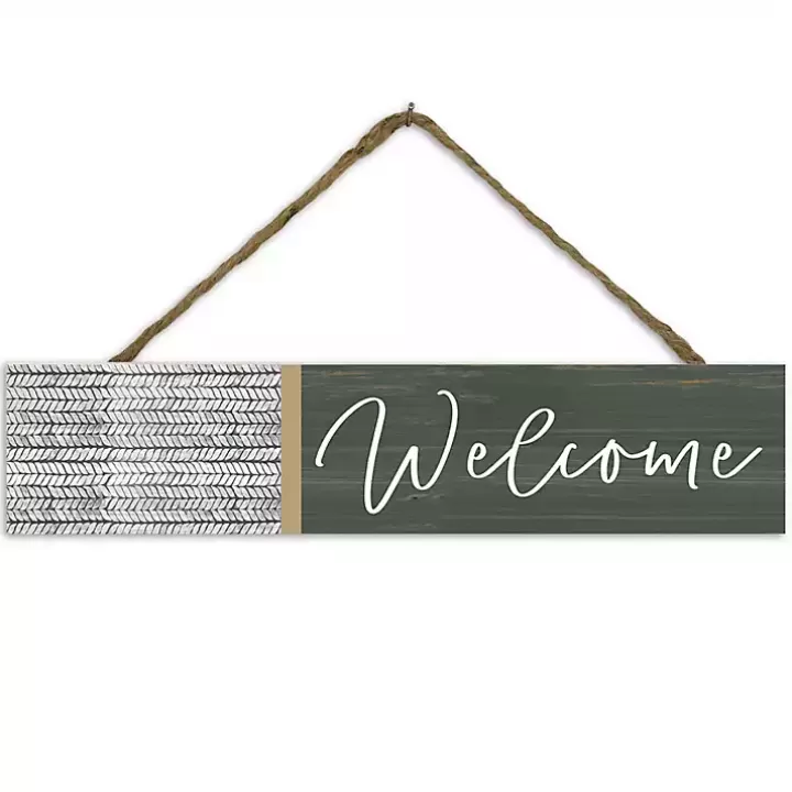 New Green and White Welcome Wall Plaque Wall Quotes & Signs