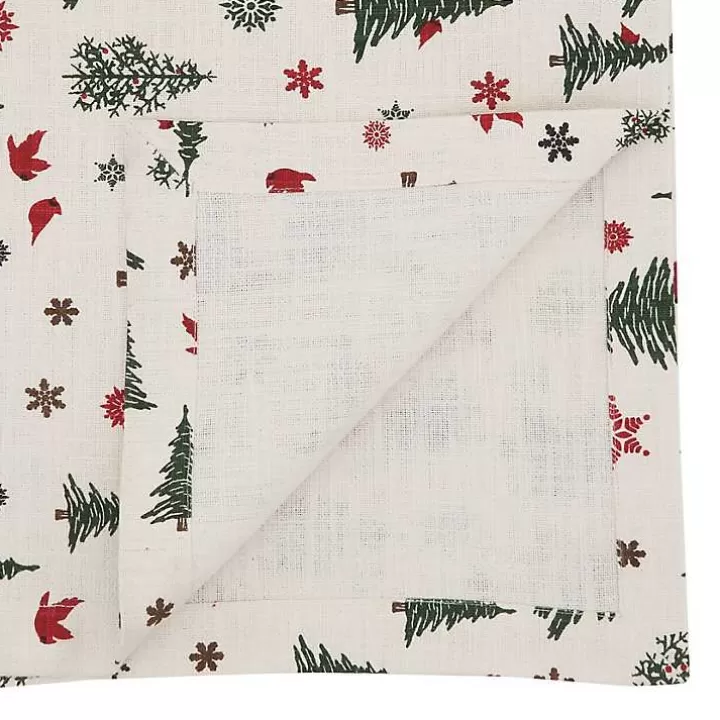 Store Green Christmas Trees and Snowflakes Table Runner Table Linens