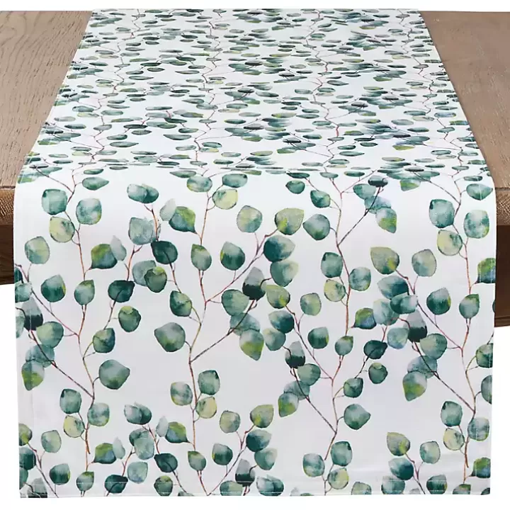 Outlet Eucalyptus Leaf Long Polyester Runner Table Linens