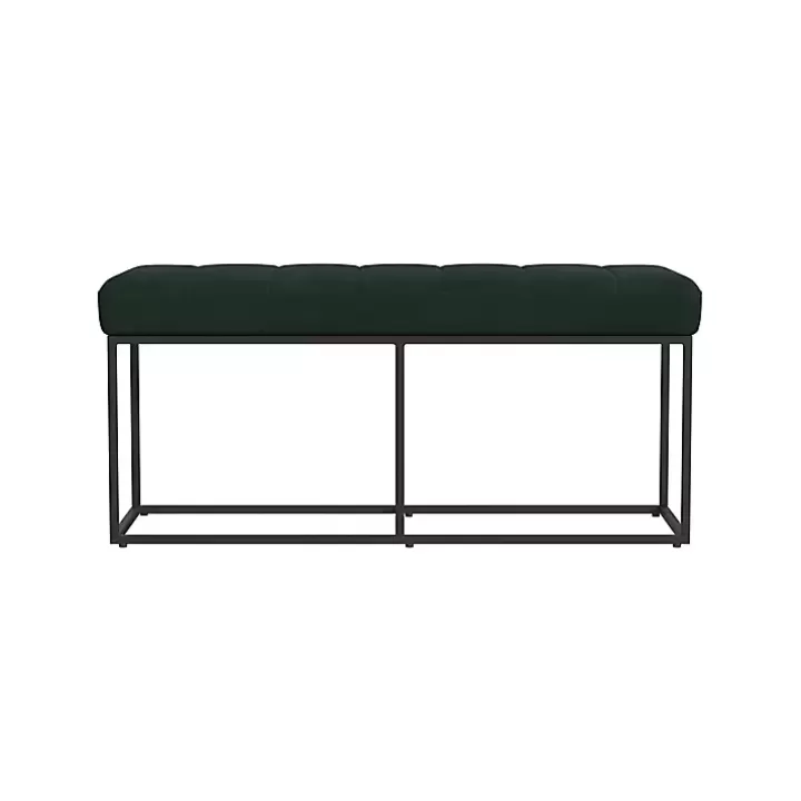 New Faux Suede Upholstered Metal Frame Bench Benches & Ottomans