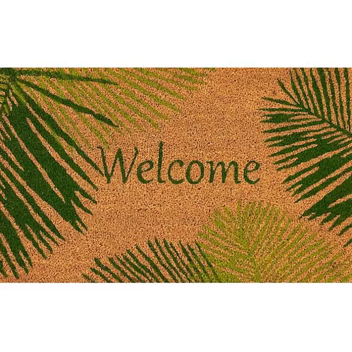 Cheap Green Palm Fronds Welcome Coir Doormat Doormats