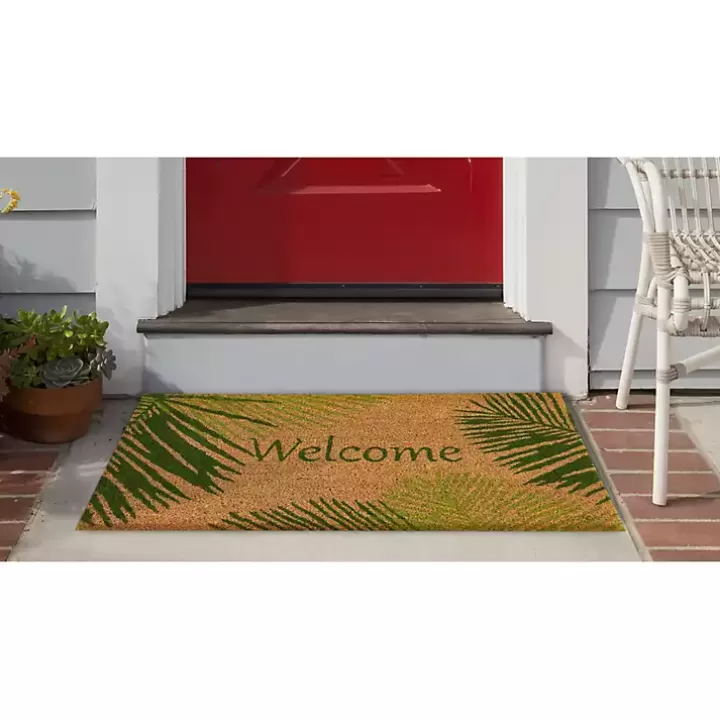 Cheap Green Palm Fronds Welcome Coir Doormat Doormats