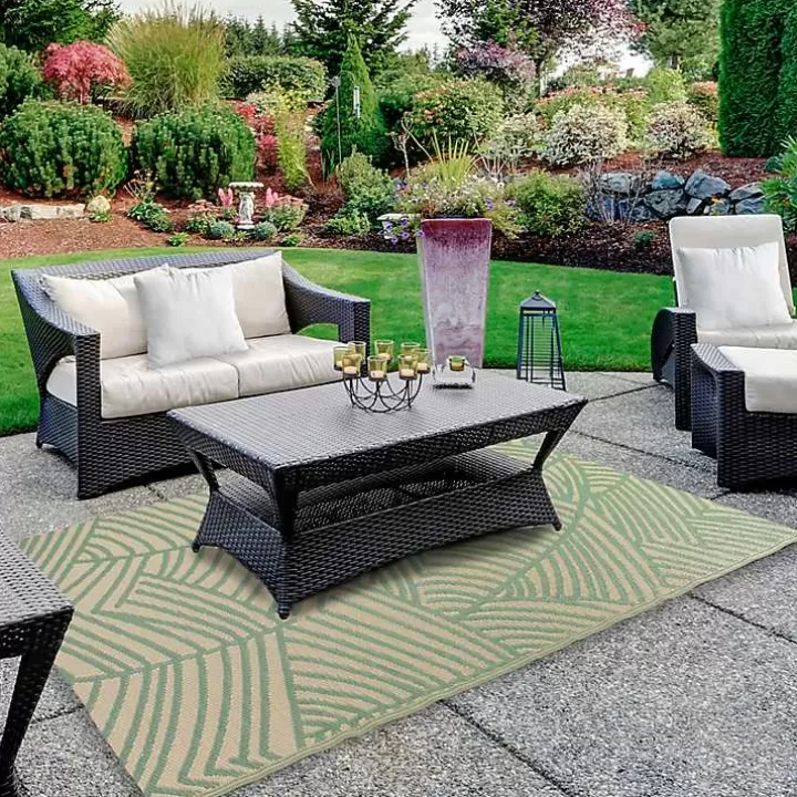Sale Green Palm Leaf Outdoor Area Rug, 4x6 Outdoor Rugs