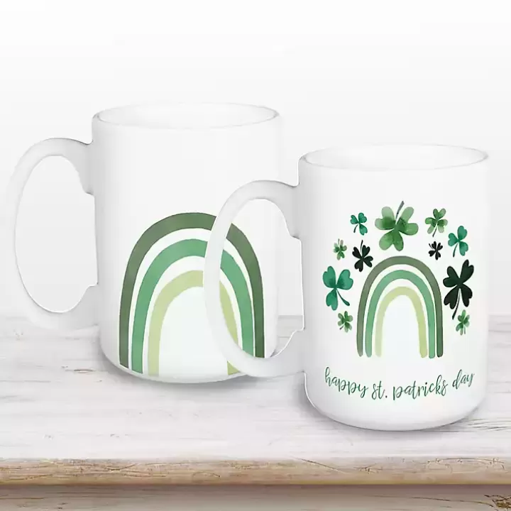 New Green Rainbow St. Patrick's Day Mugs, Set of 2 Glassware & Drinkware