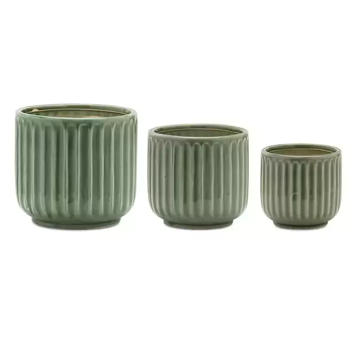 Flash Sale Ribbed Terracotta Planters, Set of 3 Planters