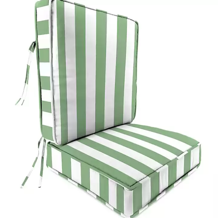 Outlet Green Striped Outdoor Deep Seat Cushion Outdoor Cushions & Pillows