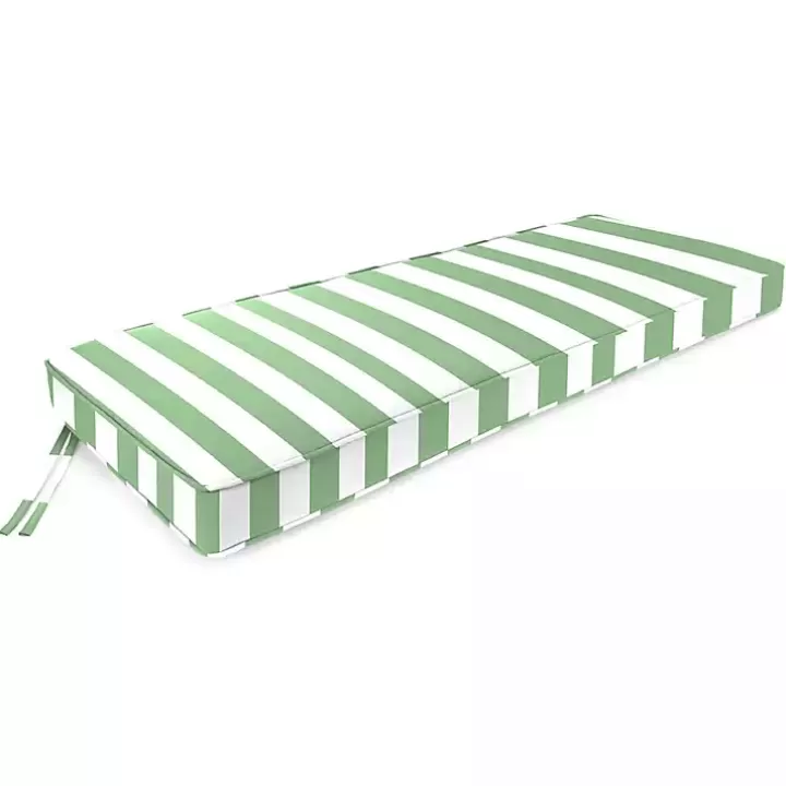 Fashion Green Striped Outdoor Settee Cushion Outdoor Cushions & Pillows