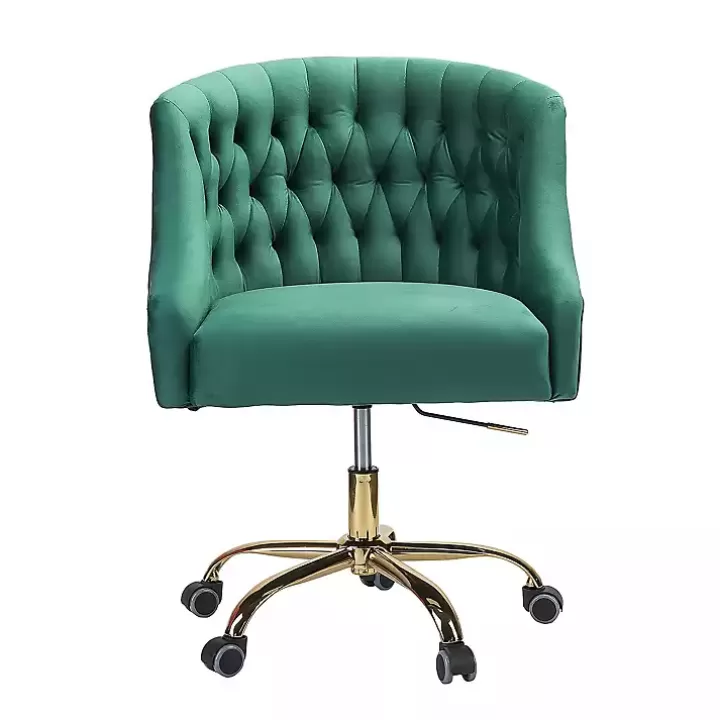 Cheap Velvet Tufted Golden Leg Swivel Office Chair Office Furniture