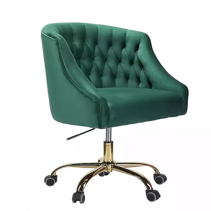 Cheap Velvet Tufted Golden Leg Swivel Office Chair Office Furniture