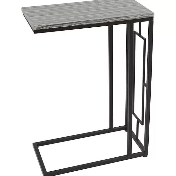 Discount Gunmetal Black Geometric Metal C-Table Accent & End Tables