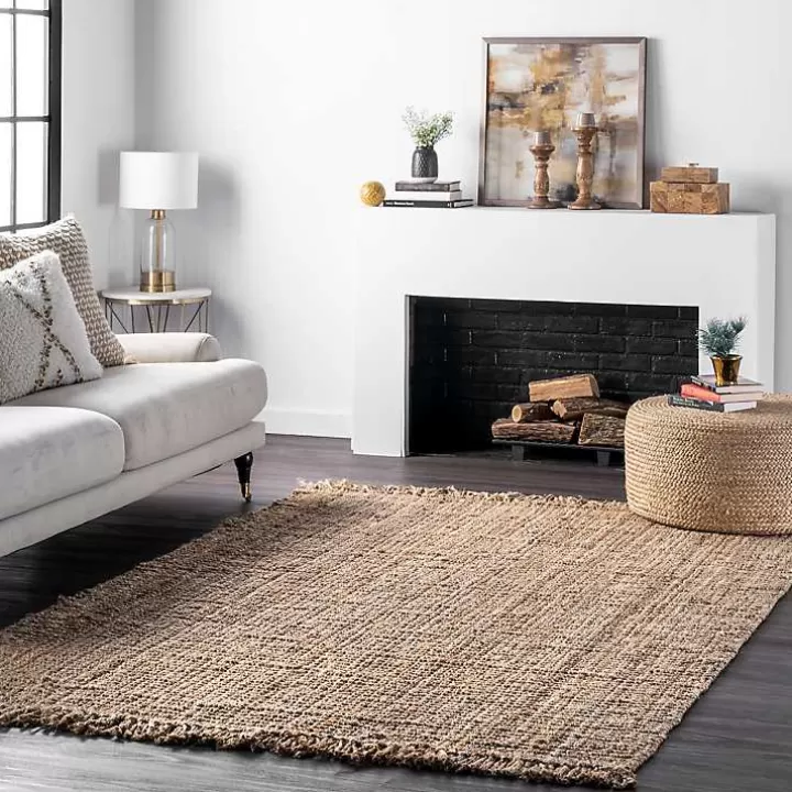 Discount Hand Woven Looped Natural Jute Area Rug, 9x12 Area Rugs