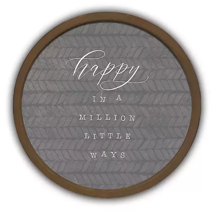 Clearance Happy in a Million Ways Round Framed Plaque Wall Quotes & Signs