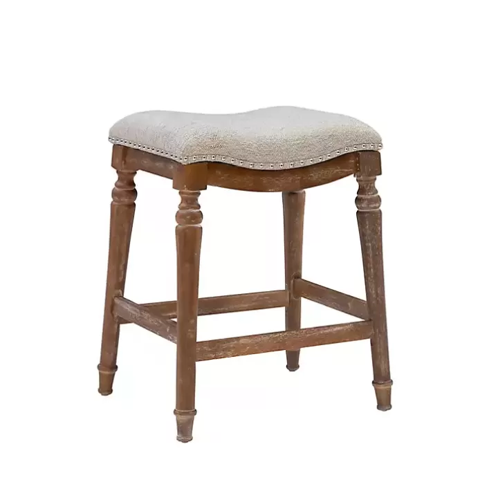 Best Hazelnut Upholstered Curved Seat Counter Stool Bar Stools & Counter Height Stools