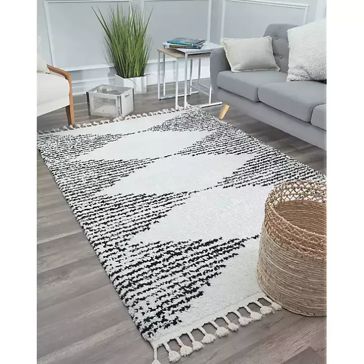 Discount Heath Black and White Moon Area Rug, 8x10 Area Rugs