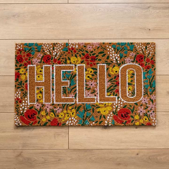 Outlet Hello Floral Coir Doormat Doormats