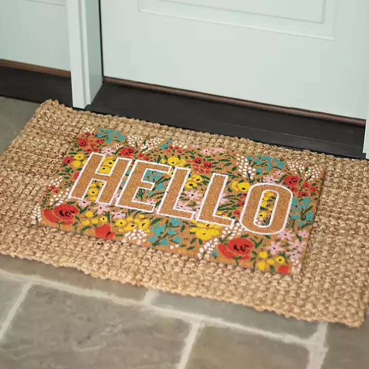 Outlet Hello Floral Coir Doormat Doormats