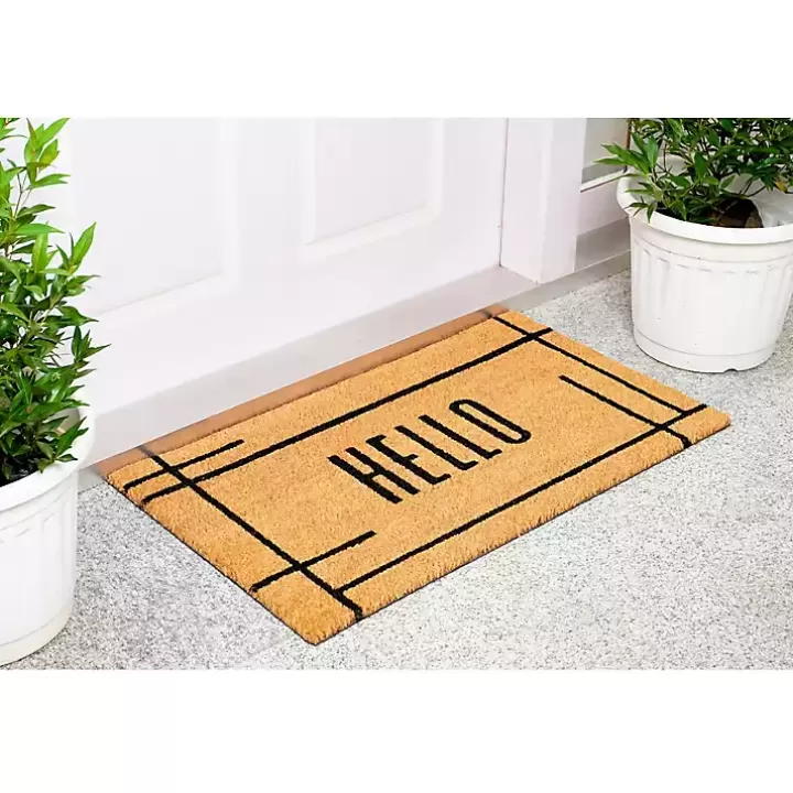 Clearance Hello Natural Linear Doormat Doormats