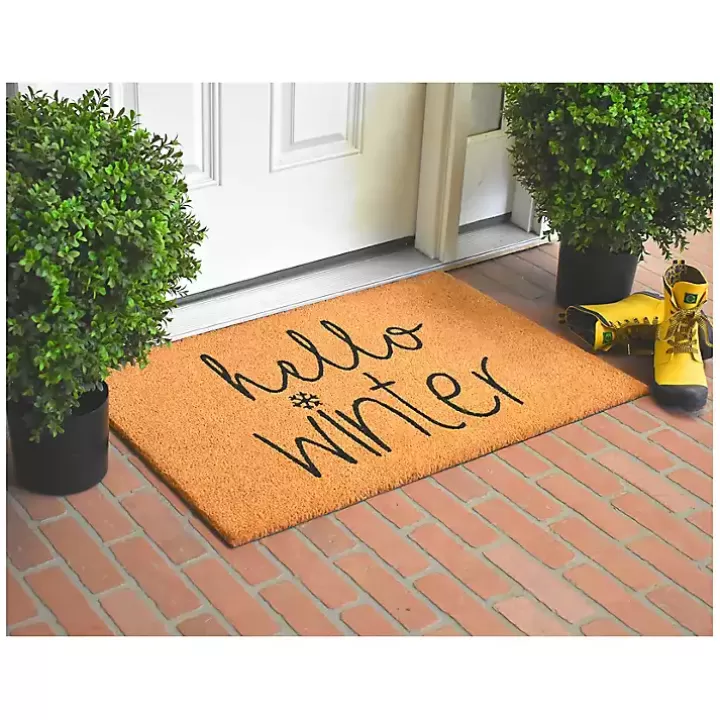 Cheap Hello Winter Coir Doormat Doormats