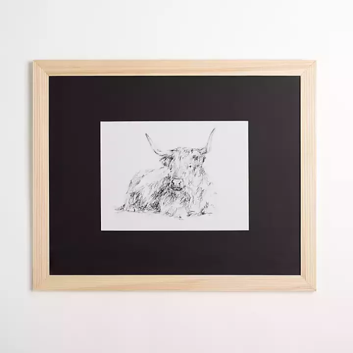 Flash Sale Highland Cattle Sketch Framed Art Print Framed Art