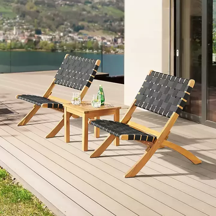 Fashion Honey Acacia Wood Low Slung 3-pc. Bistro Set Outdoor Sets