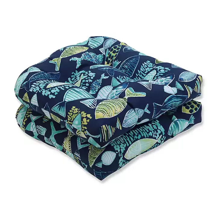 Clearance Hooked Lagoon Wicker Seat Cushions, Set of 2 Outdoor Cushions & Pillows