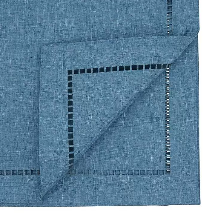 Sale Indigo Hemstitch Border Table Runner Table Linens