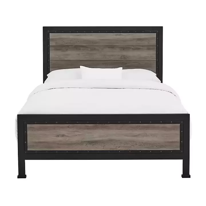 Shop Industrial Wood Queen Bed with Metal Frame Beds & Headboards