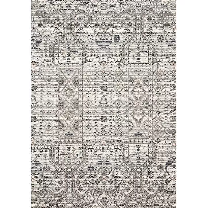 Clearance Ivory and Gray Column Outdoor Area Rug, 5x7 Outdoor Rugs