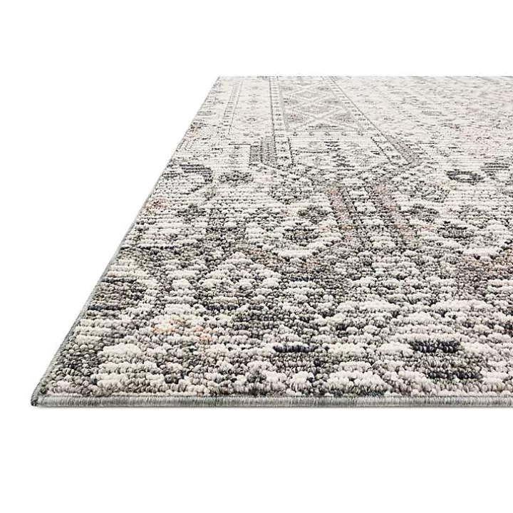 Clearance Ivory and Gray Column Outdoor Area Rug, 5x7 Outdoor Rugs