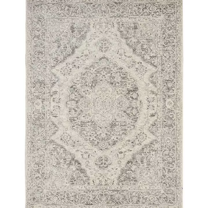 Flash Sale Ivory and Gray Oushak Medallion Area Rug, 6x9 Area Rugs