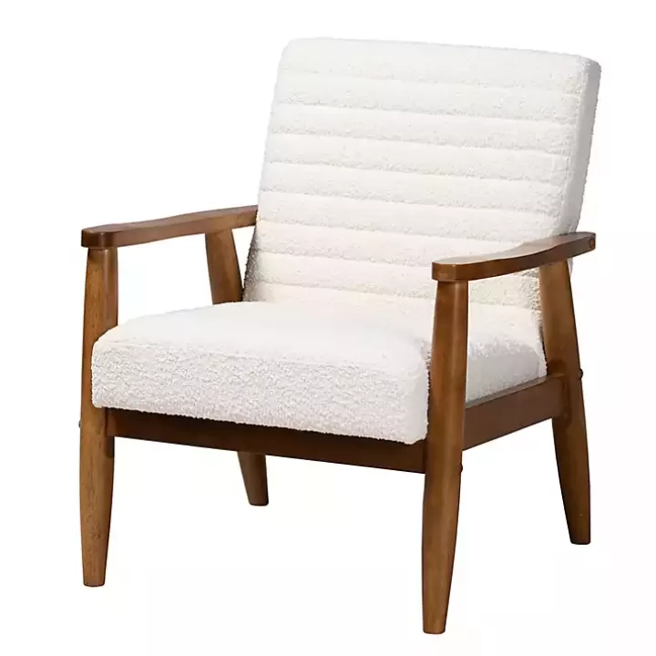 Fashion Boucle & Wood Frame Accent Chair Accent Chairs