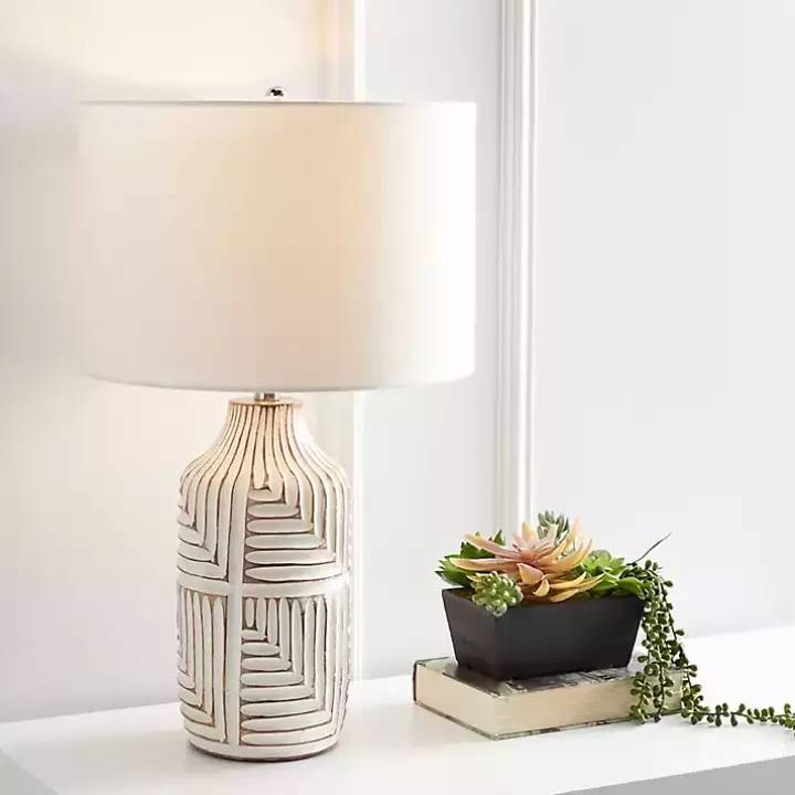 Outlet Ivory Carved Wood Dianne Table Lamp Table Lamps