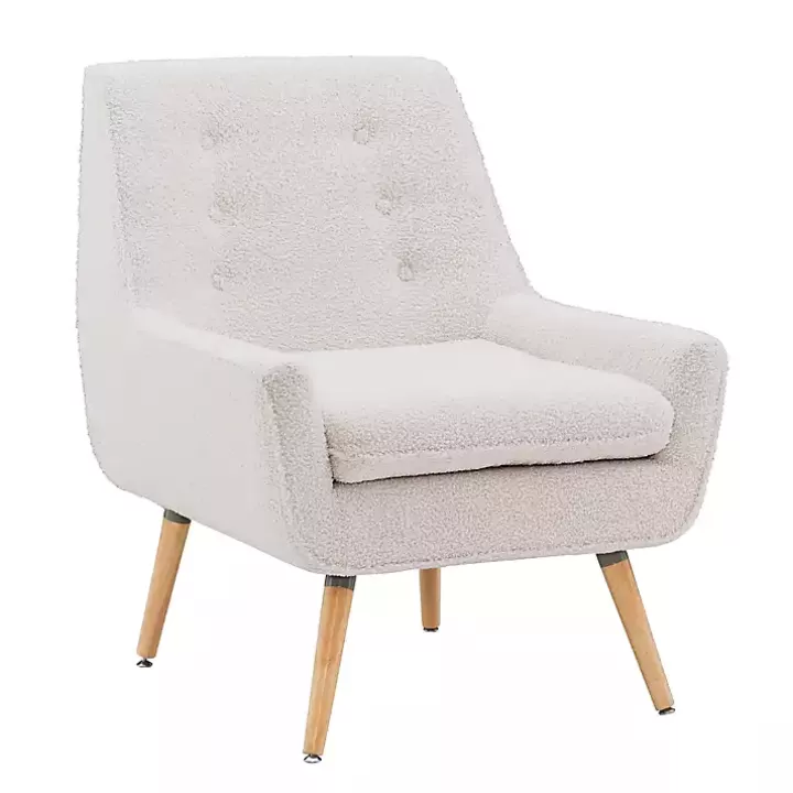 Flash Sale Ivory Faux Sherpa Tufted Accent Chair Accent Chairs