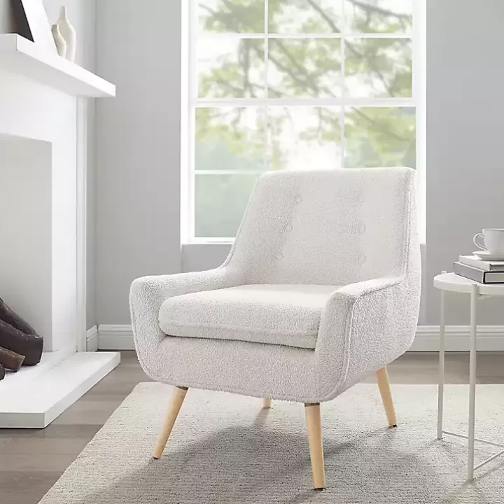 Flash Sale Ivory Faux Sherpa Tufted Accent Chair Accent Chairs