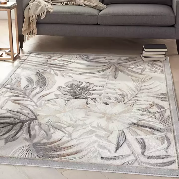 Best Ivory Grand Leaf Coastal Area Rug, 5x7 Area Rugs