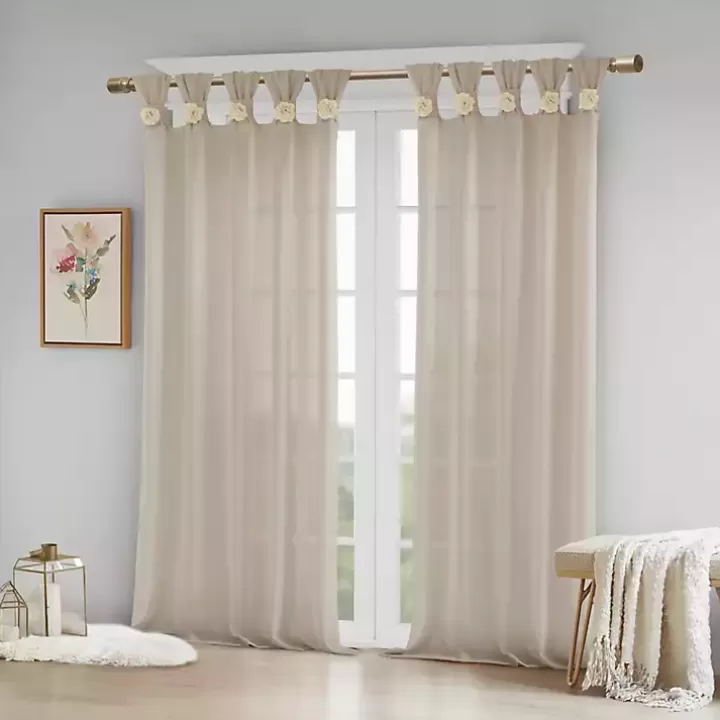 Fashion Rosette Tab Top Curtain Panel, 84 in. Curtains & Drapes