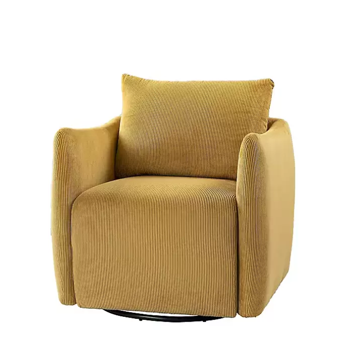 Fashion Jerri Mustard Corduroy Swivel Accent Chair Accent Chairs