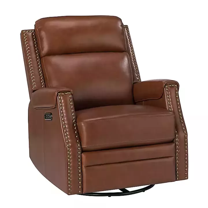 Discount Johanna Leather Swivel Power Recliner Accent Chairs