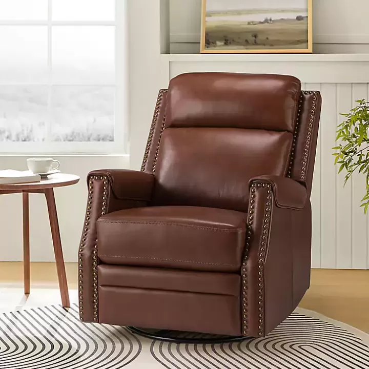 Discount Johanna Leather Swivel Power Recliner Accent Chairs